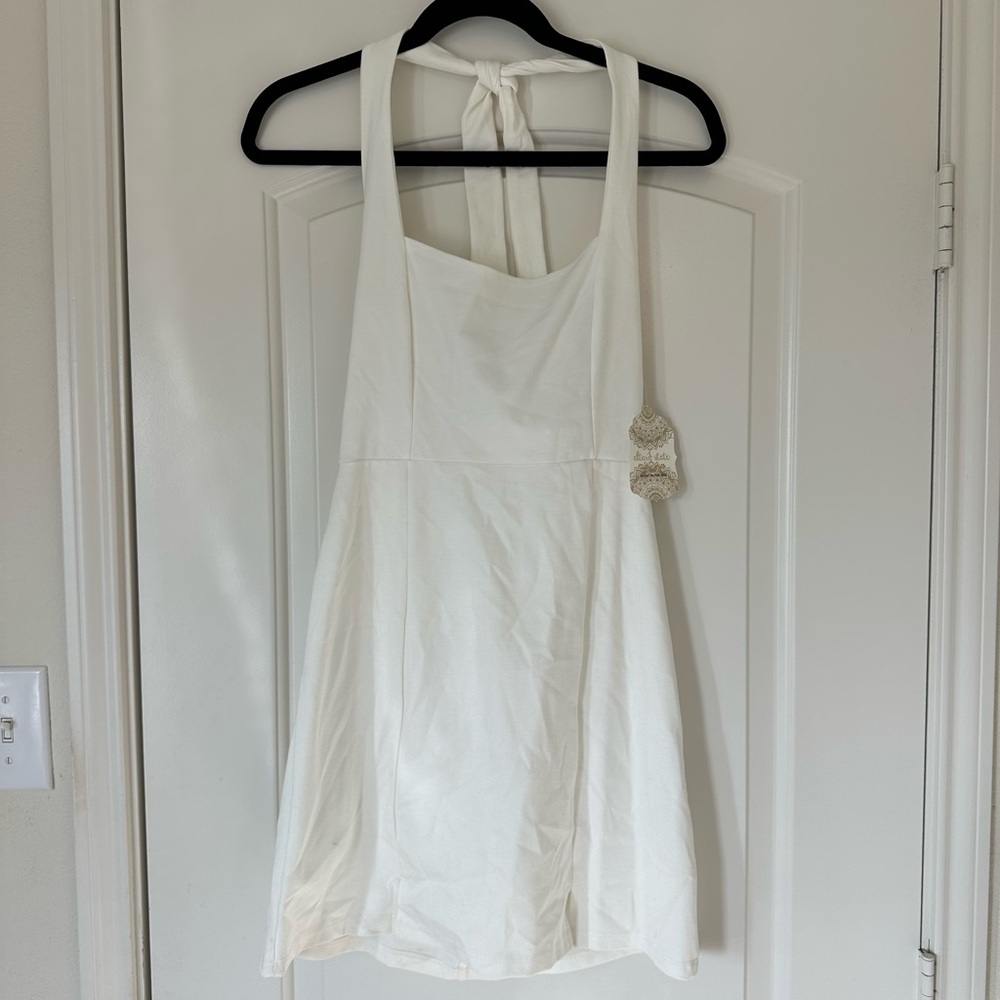 Alter’d‎ State Mini Dress Elegant White Halter Bow Bridal Summer Graduation NWT